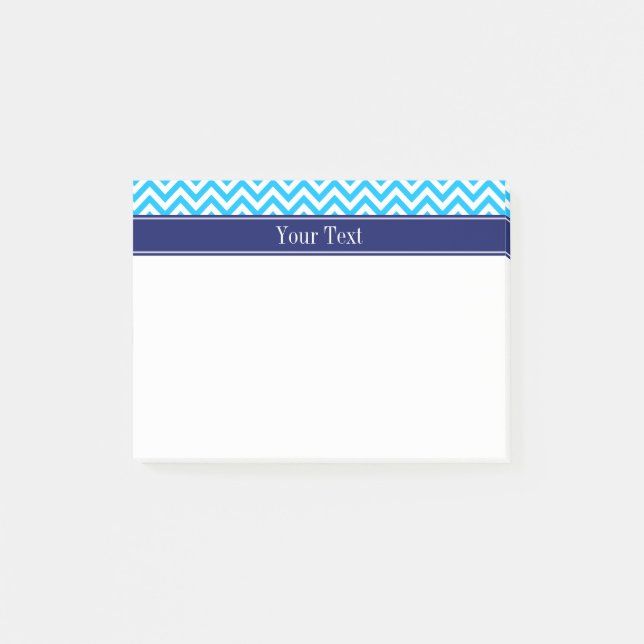 Capri Blue SLg Chevron Navy Name Monogram Post-it Notes (Front)