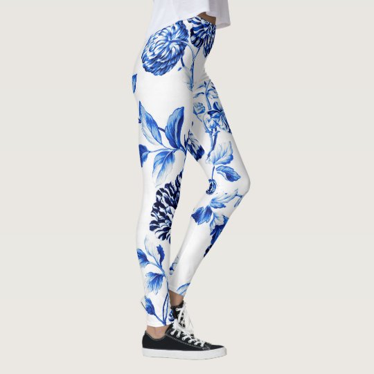 Capri Blue Vintage Botanical Floral Toile No.2 Leggings