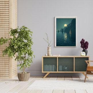 Capri by Moonlight – Vintage Mediterranean Night  Poster