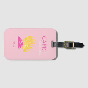 CAPRI, Capri Travel Art, Preppy, Preppy Room, Pink Luggage Tag