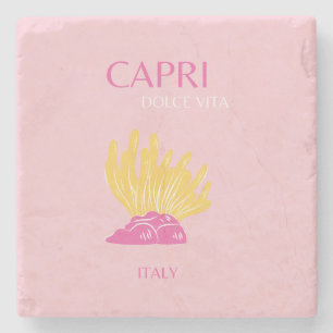 CAPRI, Capri Travel Art, Preppy, Preppy Room, Pink Stone Coaster