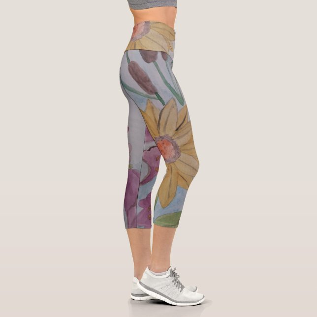 Capri Cottage Jardin Fleurs Leggings (Droite)
