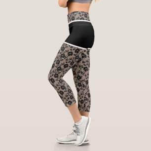 Capri Drôle Leggings Faux Black Lace Fishnet et Short