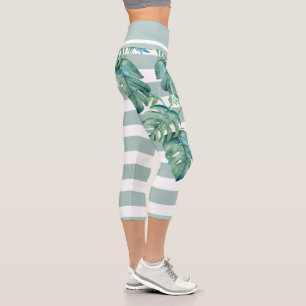 Capri Feuilles de Monstera Leggings Tropicaux