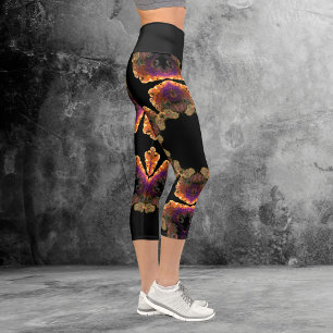 Capri Hippie psychédélique Gold noir et Leggings pourpre