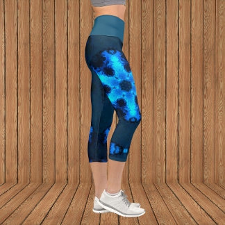 Capri Hiver psychédélique Snowflake Leggings bleus
