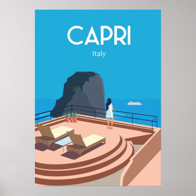 Capri Italie poster de voyage Bleu mer (Devant)