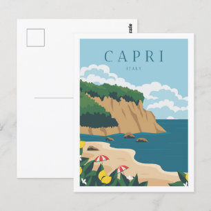 Capri Italy Famous Travel Place Illustration Postcard