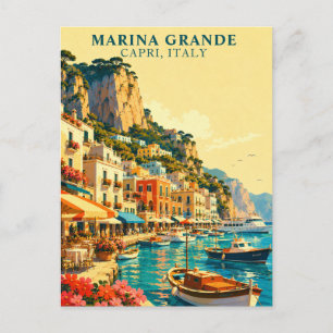 Capri Italy Marina Grande Harbour Souvenir Postcard