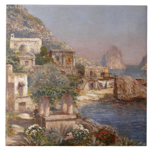Capri Italy Ocean Fishermen Boats Ceramic Tile