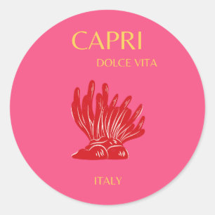 Capri, Italy, Pink Classic Round Sticker