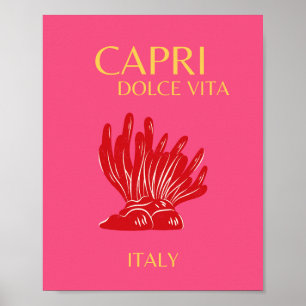 Capri, Italy, Pink Poster
