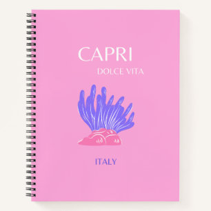 Capri, Italy, Preppy, Pink Notebook