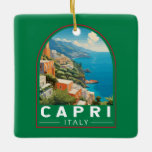 Capri Italy Travel Art Vintage Ceramic Ornament<br><div class="desc">Capri retro vector travel design. Capri,  an island in Italy’s Bay of Naples,  is famed for its rugged landscape.</div>