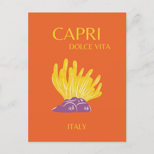 Capri, Italy, Travel, Preppy, Orange Holiday Postcard (Front)