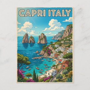 Capri Italy Vintage Anime Travel Postcard