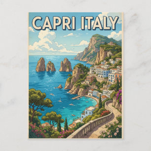 Capri Italy Vintage Anime Travel Postcard