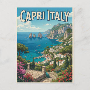 Capri Italy Vintage Anime Travel Postcard