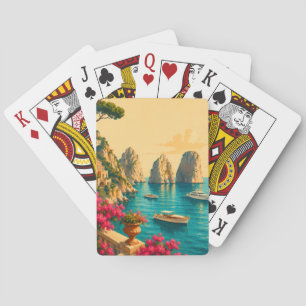 Capri Italy Vintage Travel Faraglioni Sea Stacks Playing Cards