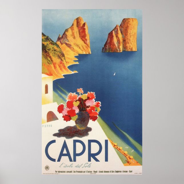 Capri, italy Vintage Travel Poster (Front)