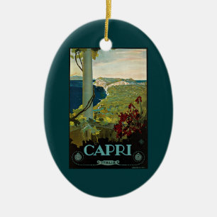 Capri, Italy, Vintage Travel Poster Art Italia Ceramic Ornament