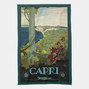 Capri, Italy, Vintage Travel Poster Art Italia Kitchen Towel