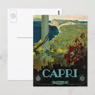 Capri, Italy, Vintage Travel Poster Art Italia Postcard