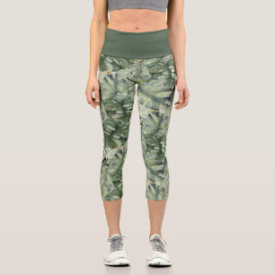 Capri Leggings à motif de feuille tropicale