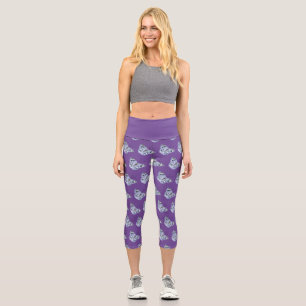 Capri Leggings en violet avec papillons bleus