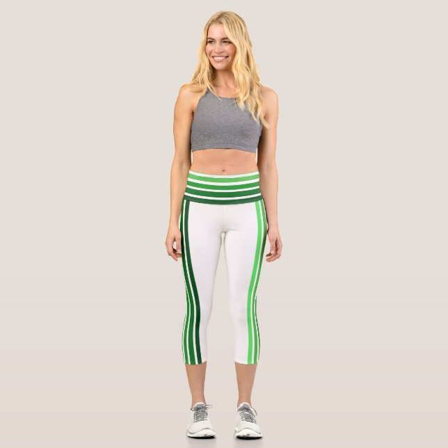 Capri Leggings - Green Ombre Stripes (Recto)