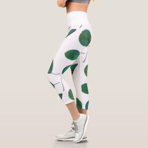 Capri Leggings imprimés avec texture de feuille de poiri