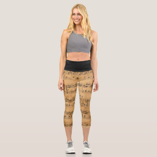 Capri Leggings with Vintage Musical Notes