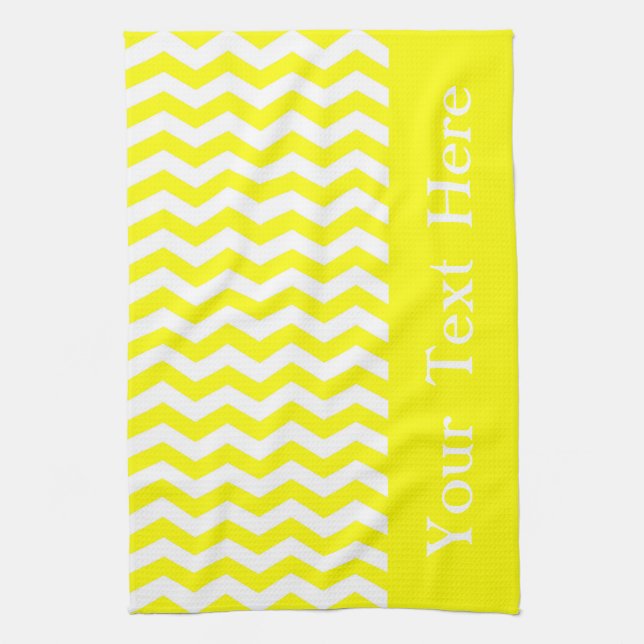 Capri Lemon Wave Chevron customizable Kitchen Towel (Vertical)