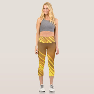 Capri Lignes et boucles jaune néon sur les leggings Capr