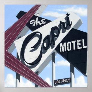 Capri Motel on Route 66 Retro Neon Poster