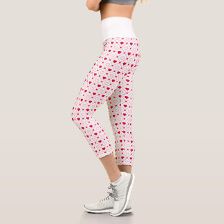 Capri Red and White Heart Valentine’s Day Leggings