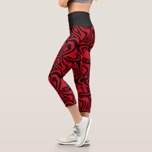 Capri Red & Black Zebra Stripes Femmes Capris Leggings