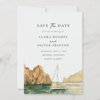 Capri Sailboat Watercolor Mediterranean Wedding