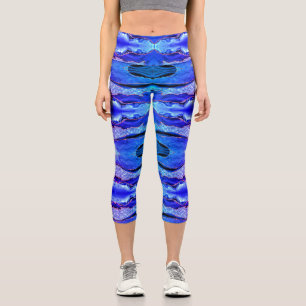 Capri Sarcelle et bleu océan avec leggings dorés
