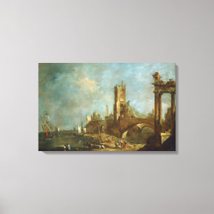 Capriccio of a Harbour Canvas Print