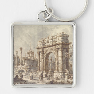 Capriccio with a Roman Triumphal Arch Keychain