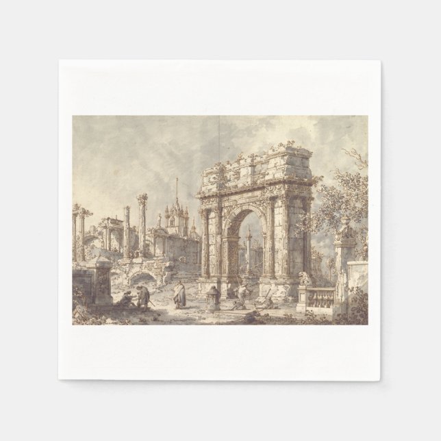 Capriccio with a Roman Triumphal Arch Napkin (Front)