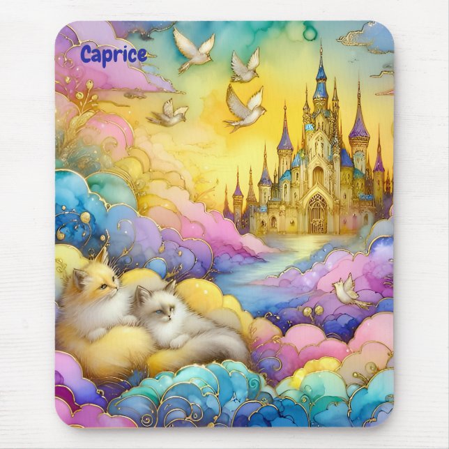 CAPRICE ~Crystal Castle Clouds Kittens ~ Mousepad (Front)