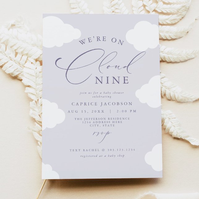 CAPRICE Lavender Purple Cloud Nine Baby Shower Invitation (Creator Uploaded)