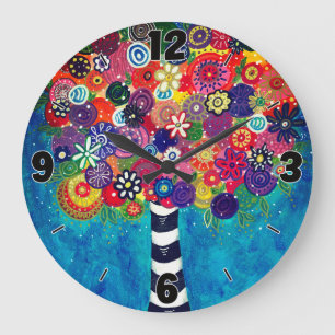 Capricious Happy Colourful Tree Original Artwork Large Clock
