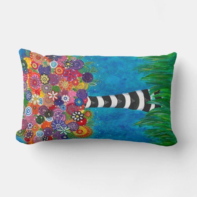 Capricious Happy Colourful Tree Original Artwork Lumbar Pillow (Front)