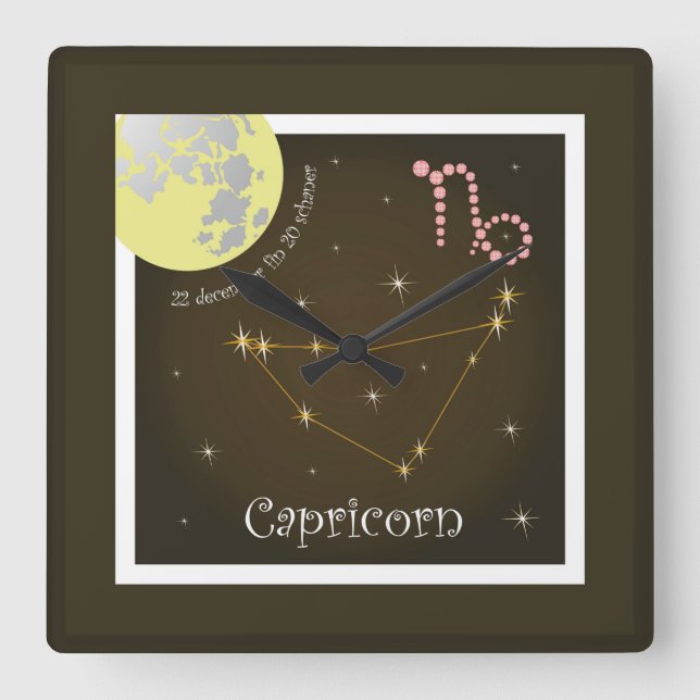 Capricorn 22 december fin 20 schaner Uhr Square Wall Clock (Front)