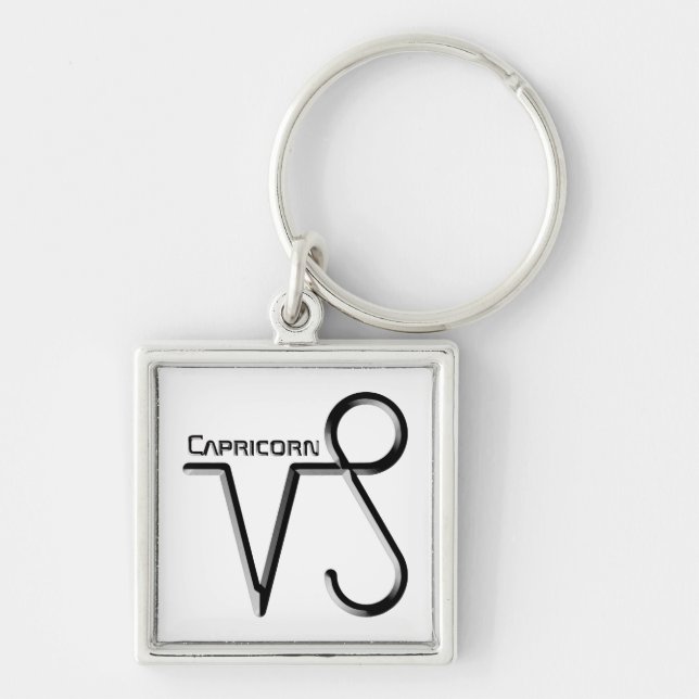 CAPRICORN, Abstract Design of the Zodiac Sign,  Keychain (Front)