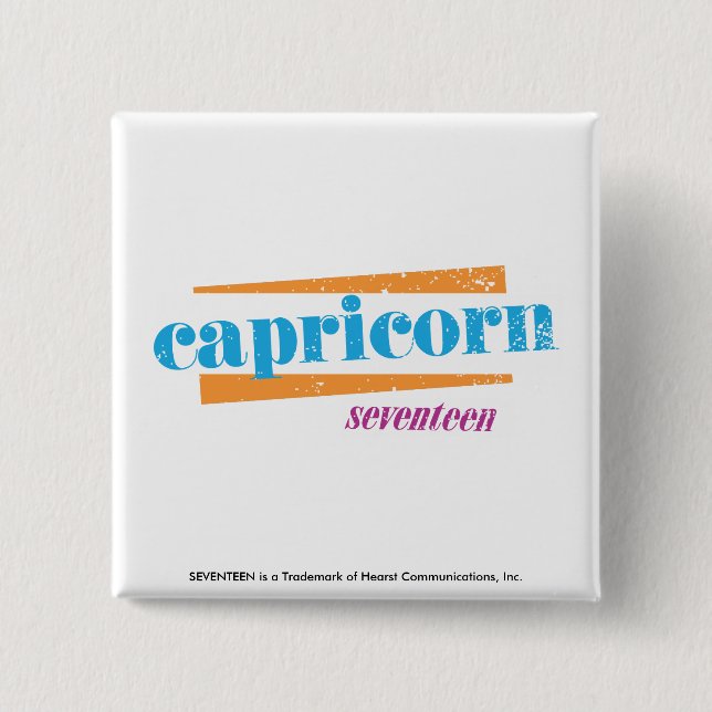 Capricorn Aqua 2 Inch Square Button (Front)