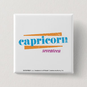 Capricorn Aqua 2 Inch Square Button
